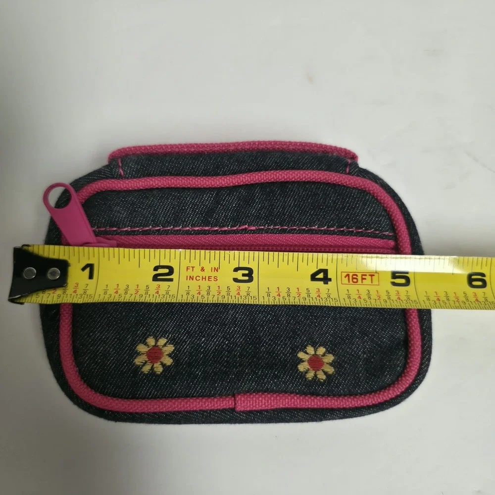 Vintage 2005 Thomas Nelson Flower Power Denim Bible Cover Case Large w/ Pouch